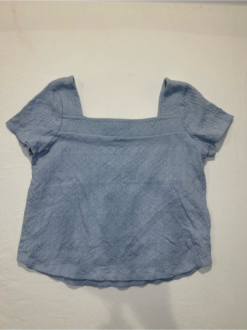 Lucky Brand Light Blue Square Neck Short Sleeve Top